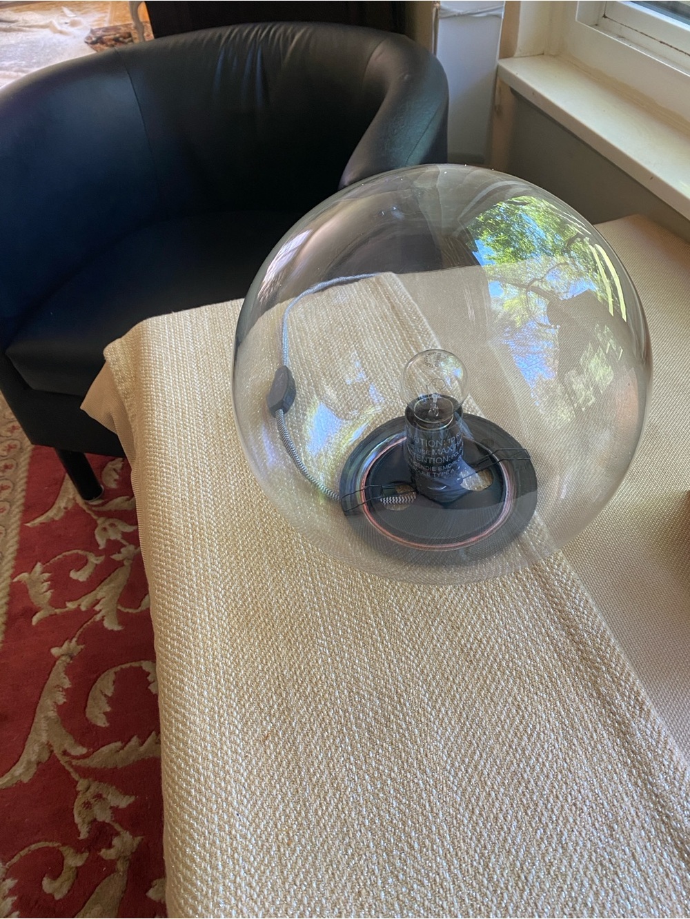 Glass Globe Table Lamp with Exposed Bulb - Clear Glass